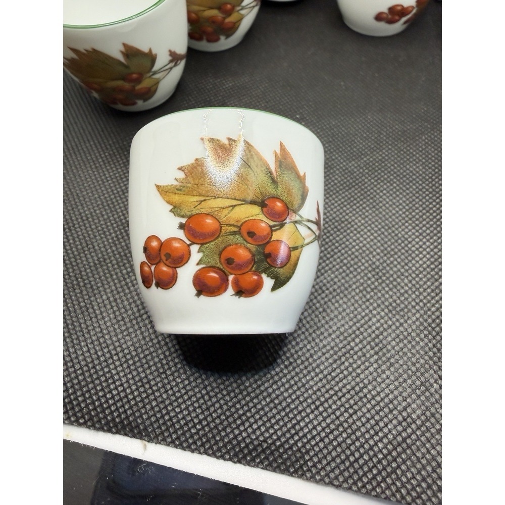 Royal Worcester Evesham Vale Set 7 Egg Cups 1986 Made in England No lids